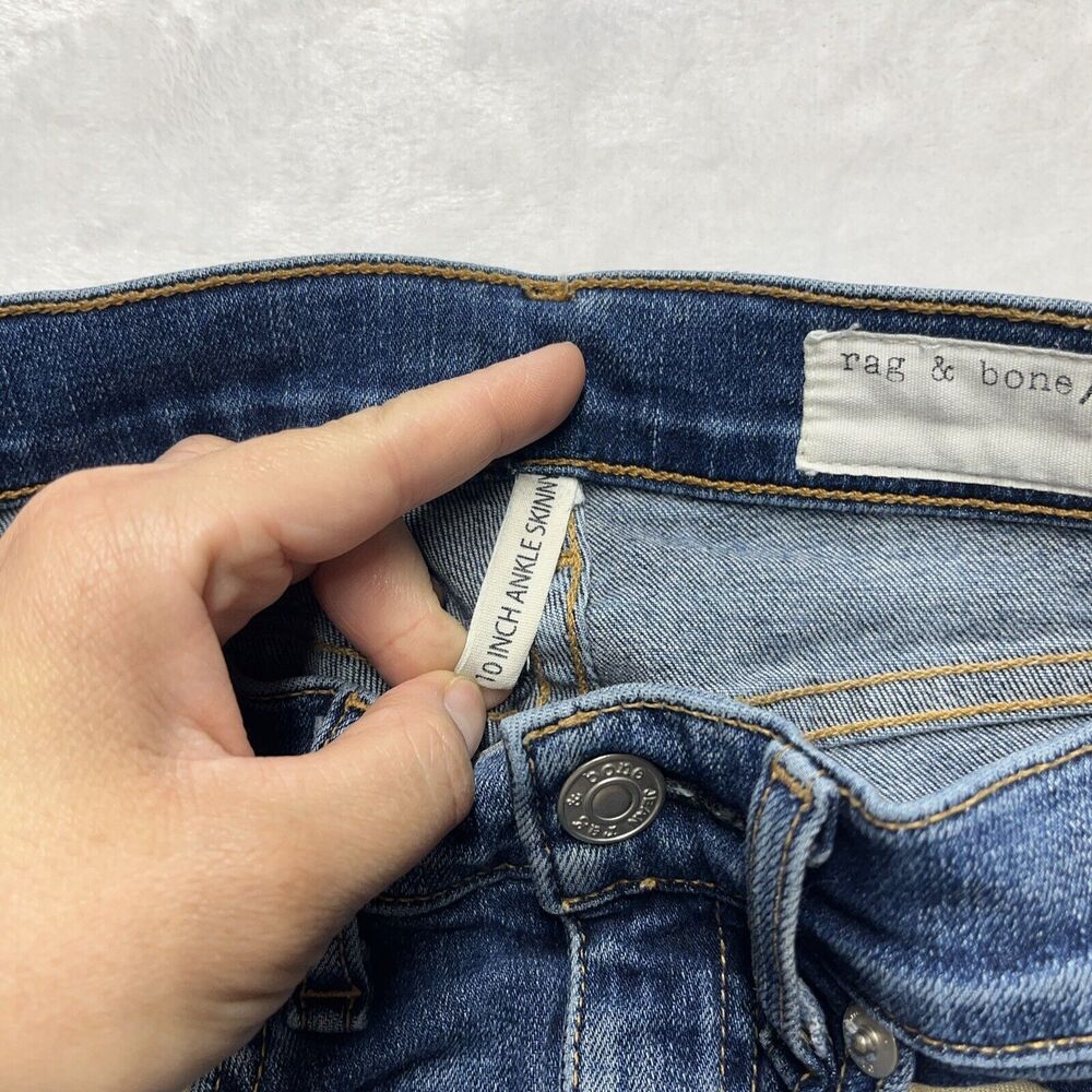 Rag & Bone 10 Inch Ankle Skinny Women’s Sz‎ 24 Raw Hem Medium Wash Side Split - Picture 5 of 14